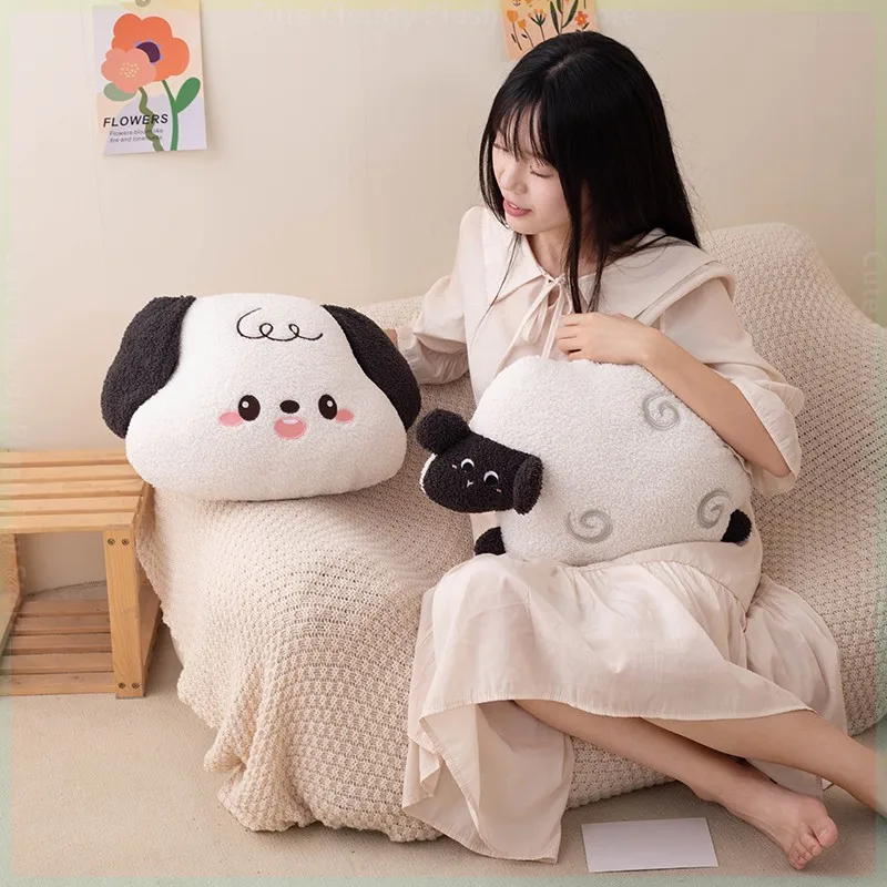 Kawaii Fluffy Sheep Puppy Plush Throw Pillow Toy Cute Cartoon Stuffed Animals Plushies Soft Sofa Cushion Home Room Decor Gifts