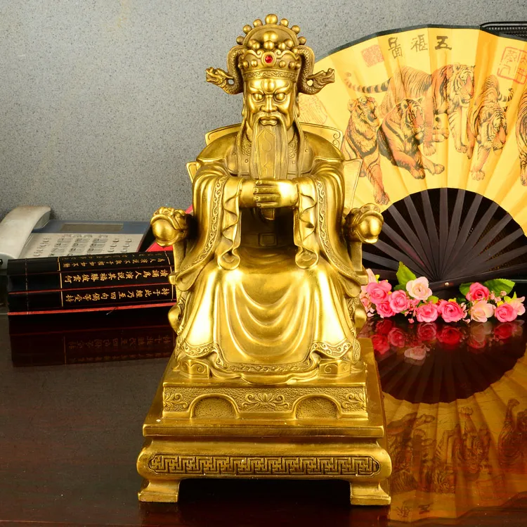 High-grade OFFICE HOME   Protection Talisman Money Drawing Dragon KING God FENG SHUI exorcise evil spirit brass statue