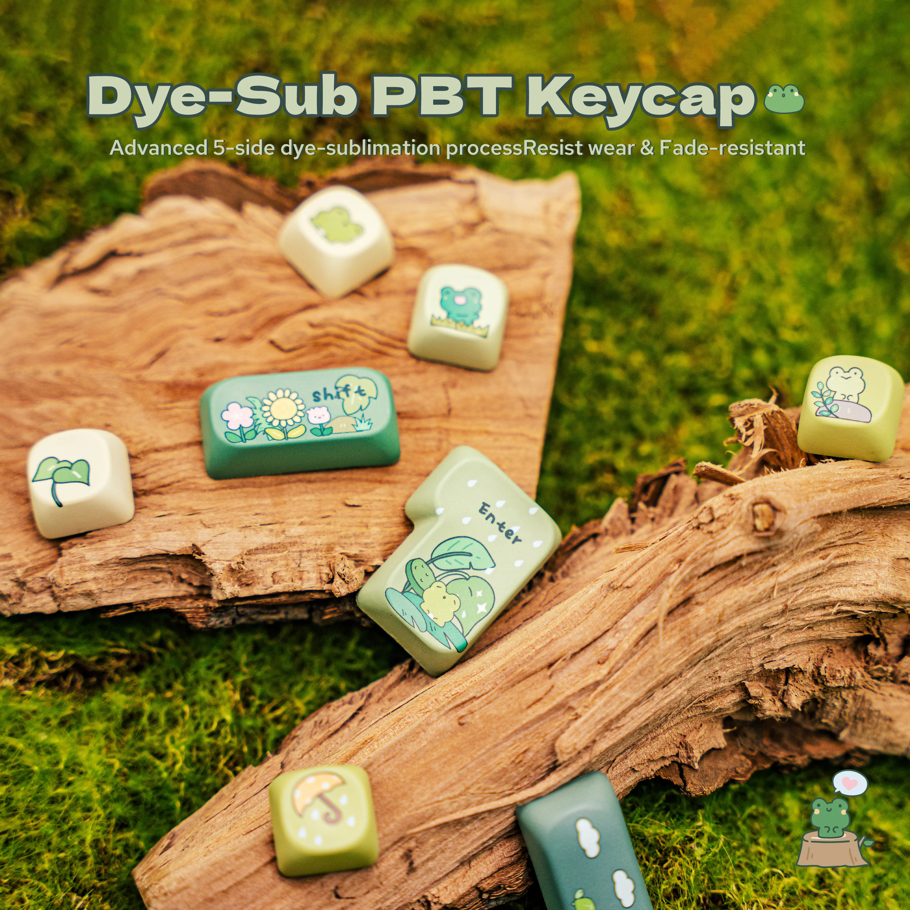 KiiBOOM x Cosydiaries Rainy Froggy Day 144 Keys Custom Keycaps MOA Cherry Profile 5 Side Dye Sublimation for 60 65 75 TKL Full