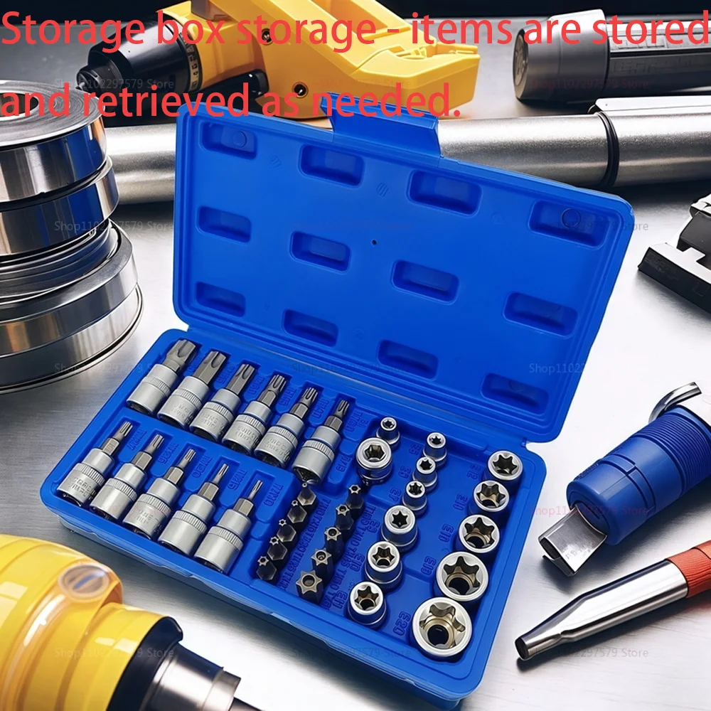 34-Piece 3/8 and 5/16 Inch Drive Socket Set with Torx and External Star Bits with Carrying Case for Automotive and Home Repairs