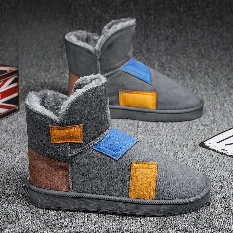 Couples 2025 New Winter Men's Snow Boots Fleece Lined Warm Cold Resistant Shearling Boots Thick Sole Casual Korean Style