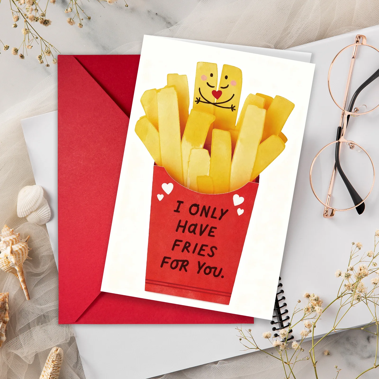 Kartoffelchips lustige Paar-Geschenkkarte homophonisch witzig kreativ niedlich Wortspiel Liebeserklärung Grußkarte