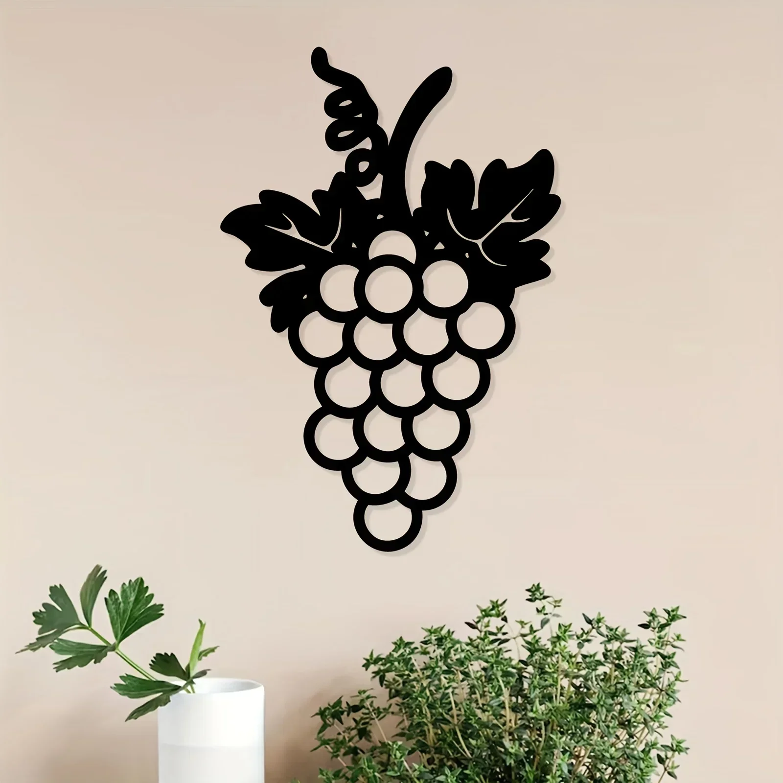 CIFBUY 1pc Grape Cluster Metal Wall Art, Iron Vine Sculpture, Powder-Coated Rustproof Waterproof Hanging Mural Ornament