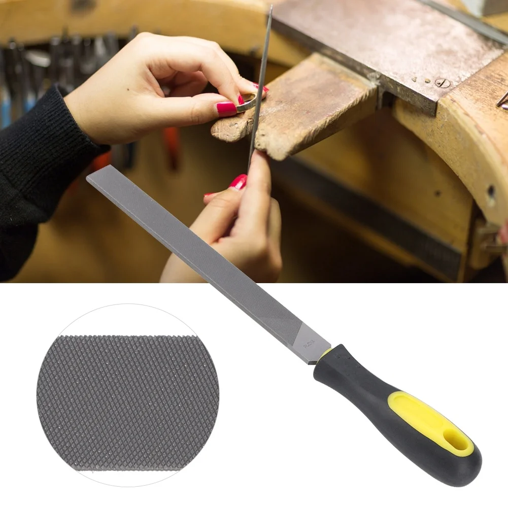 8in Flat Mill Steel File Grinding Blade with Handle Sharpening Shaping Tool for MetalMiddle Teeth File