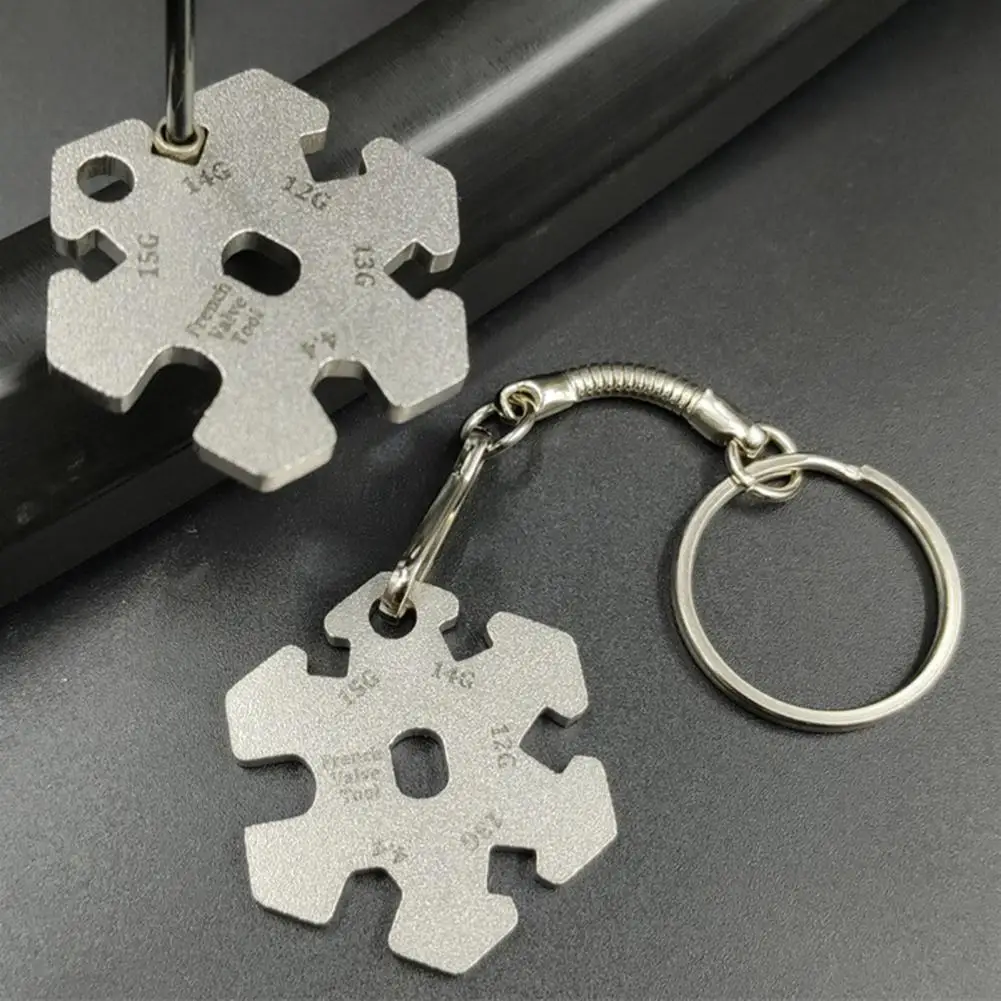 Multi-function Bicycle Tool Stainless Steel Bicycle Spoke Wrench with Keychain Essential Tool for Wheel Maintenance Valve Nozzle