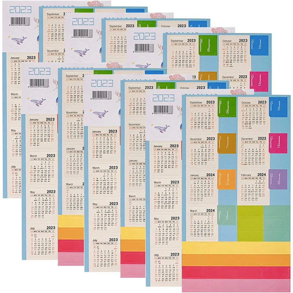 

16 Sheets Calendar Index Stickers Portable Multi-Function Household Planner Tabs Daily Use Book Tabs Colorful Labels