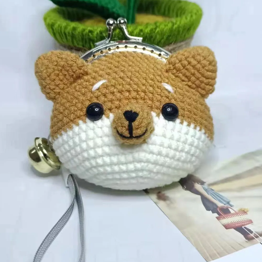 Creative Cute Cartoon Animal Pack DIY Handmade Crochet Metal Lock Coin Purse Key Pendant Bag Pendant