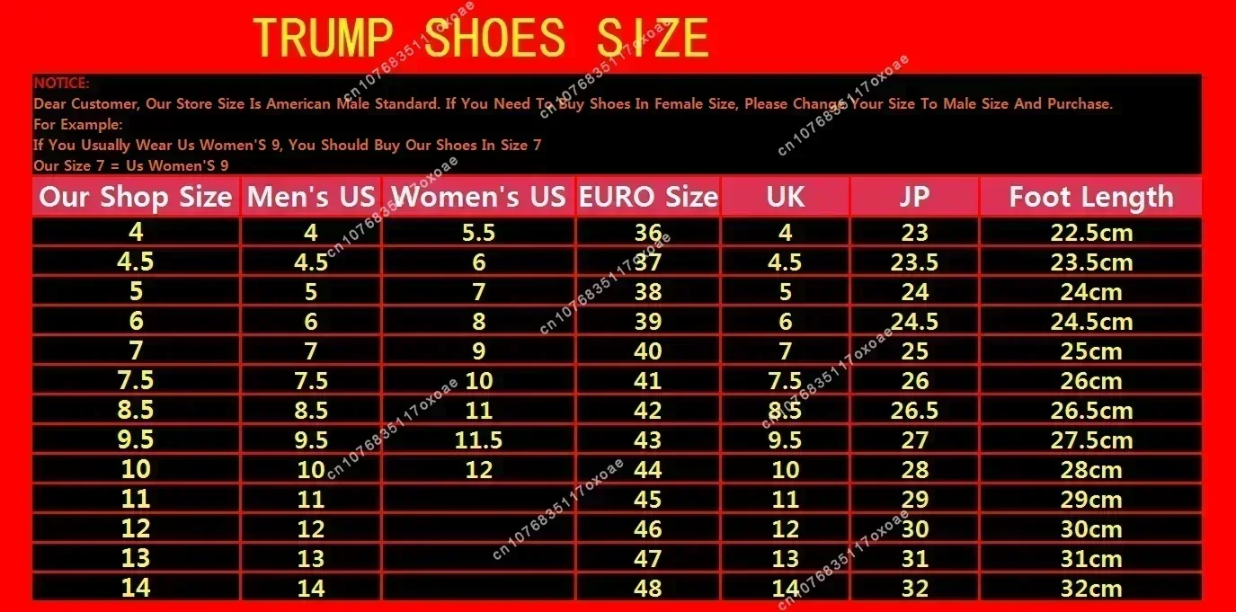 100% zapatillas Trump de alta calidad VICTORY Bitcoin zapatos naranjas 2024 MAGA Never Surrender 45 47 botas casuales para hombre y mujer zapato de carretera