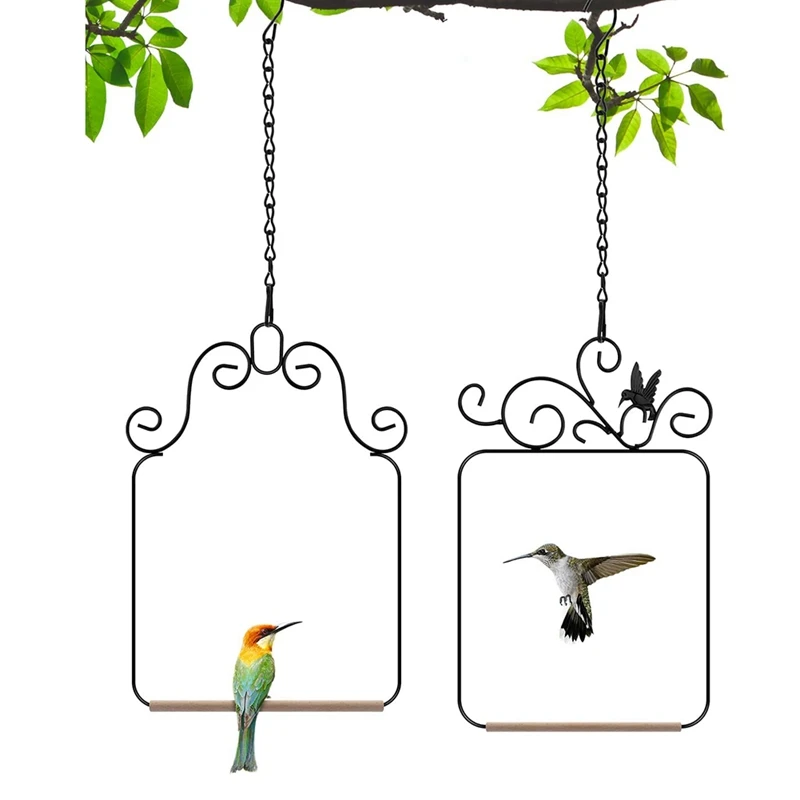 Bird Perches And Swings Frame Set, 2 Pack Wild Bird Outdoor Swing With Wood Dowel And Chains