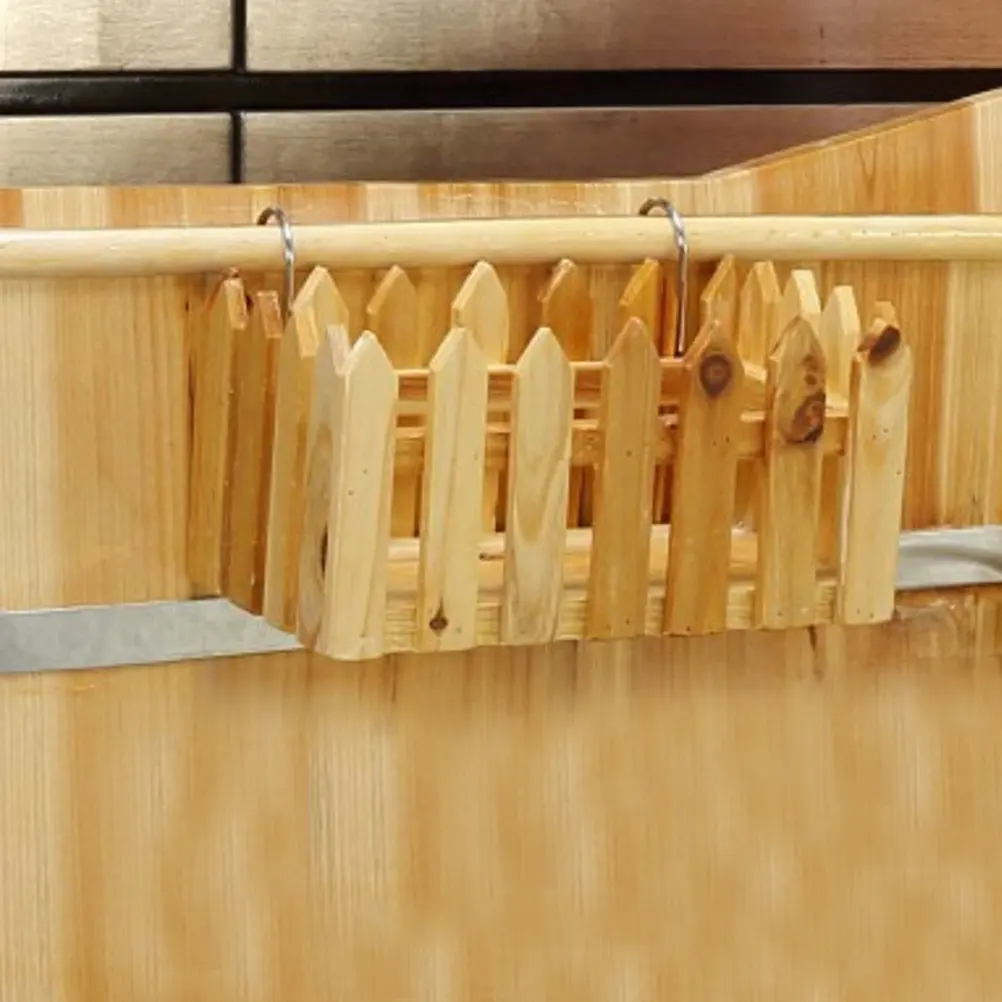 

Wood Bathtub Basket Hanging Storage Basket for Bathroom Shower Spa Use No Drill Needed Soap Dish Towel Rack Container