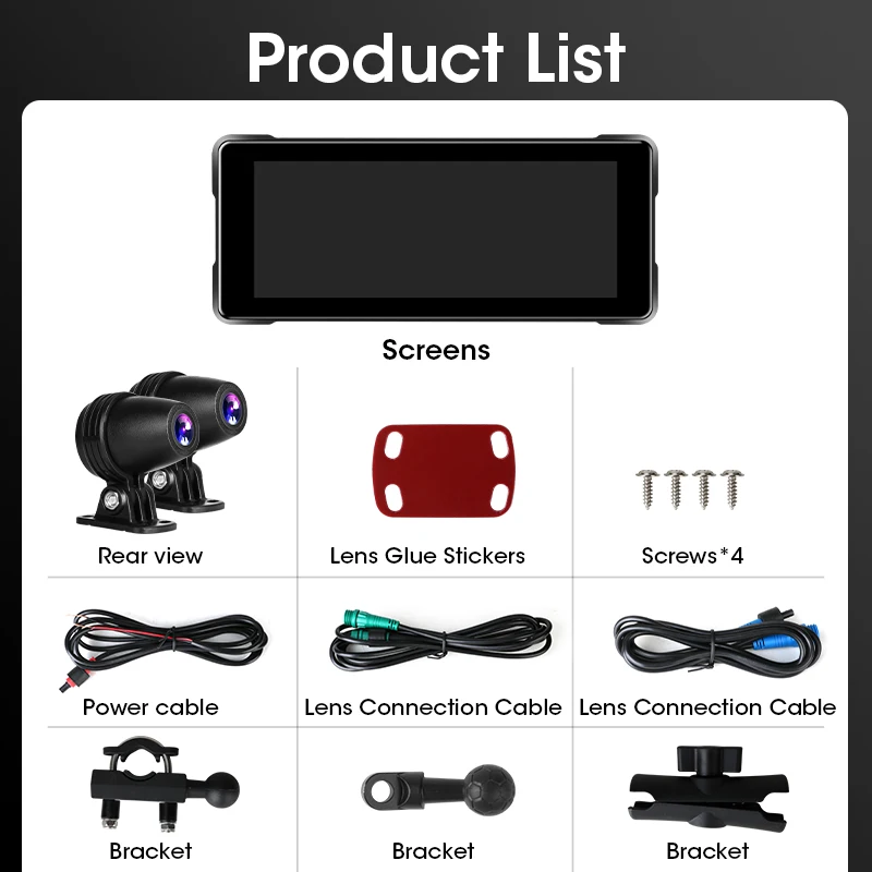 6.86 Inch Gps Navigatie Motorfiets Dvr Draadloze Carplay Android Auto Waterdichte Moto Draagbare Dual Bluetooth Motor Monitor