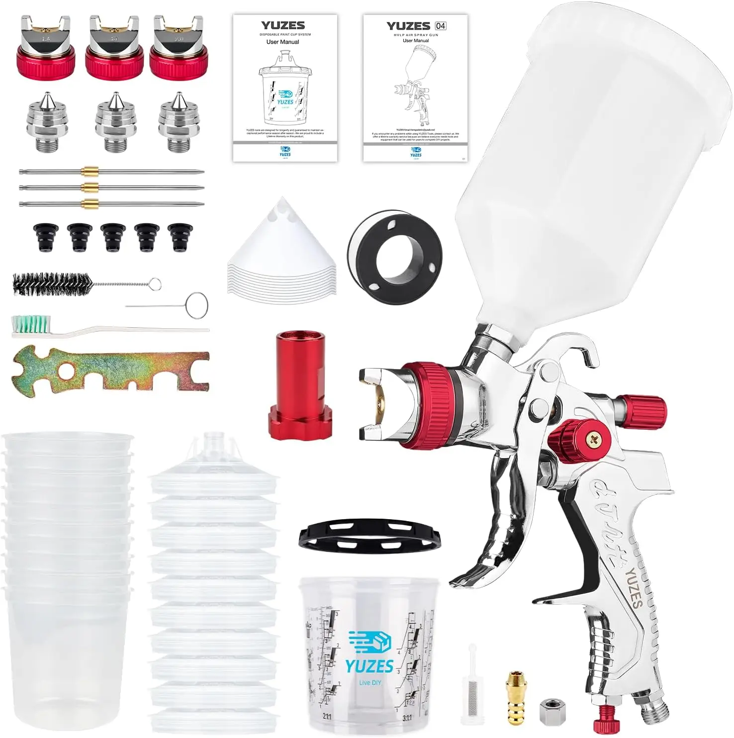 

HVLP Spray Gun Kit with Multiple Nozzles for Cars, Furniture & DIY, Includes Cups and Accessories