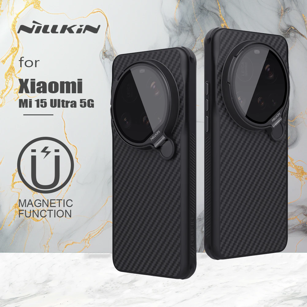 

Nillkin For Xiaomi Mi 15 Ultra 5G Case Magnetic CarboProp Aramid Fiber with Stand Translucent Black Camera Protection Back Cover