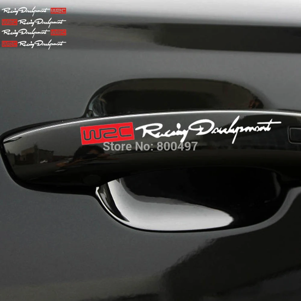 4 x WRC World Racing Development Car Door Handle Decals Dual Color Design Stickers Vinyls Decals