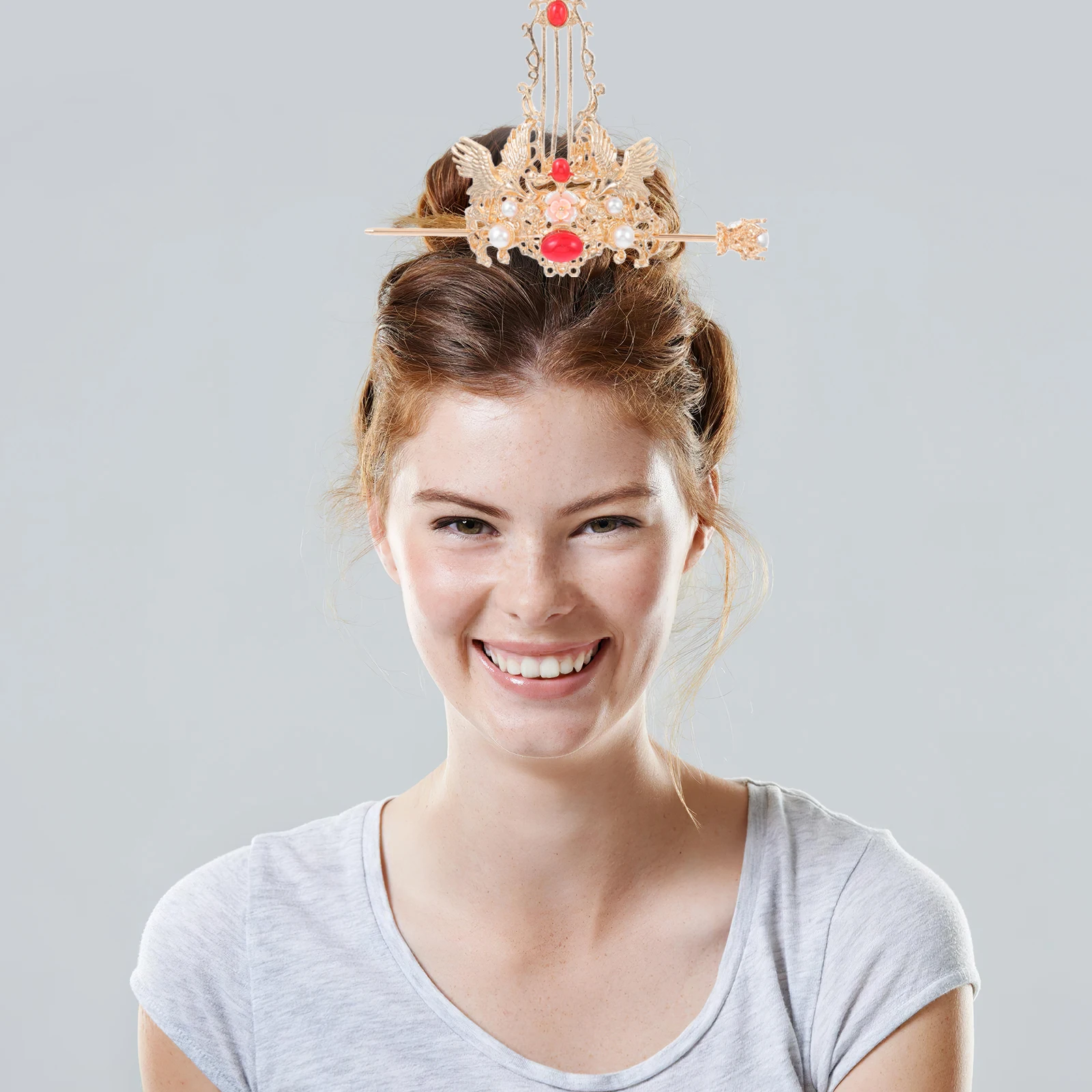 

1 set Retro Elegant Crown Pin For Women Vintage Hairstyle Jewelry Gift Hair Stick Crown Pin Hair Stick Coronet