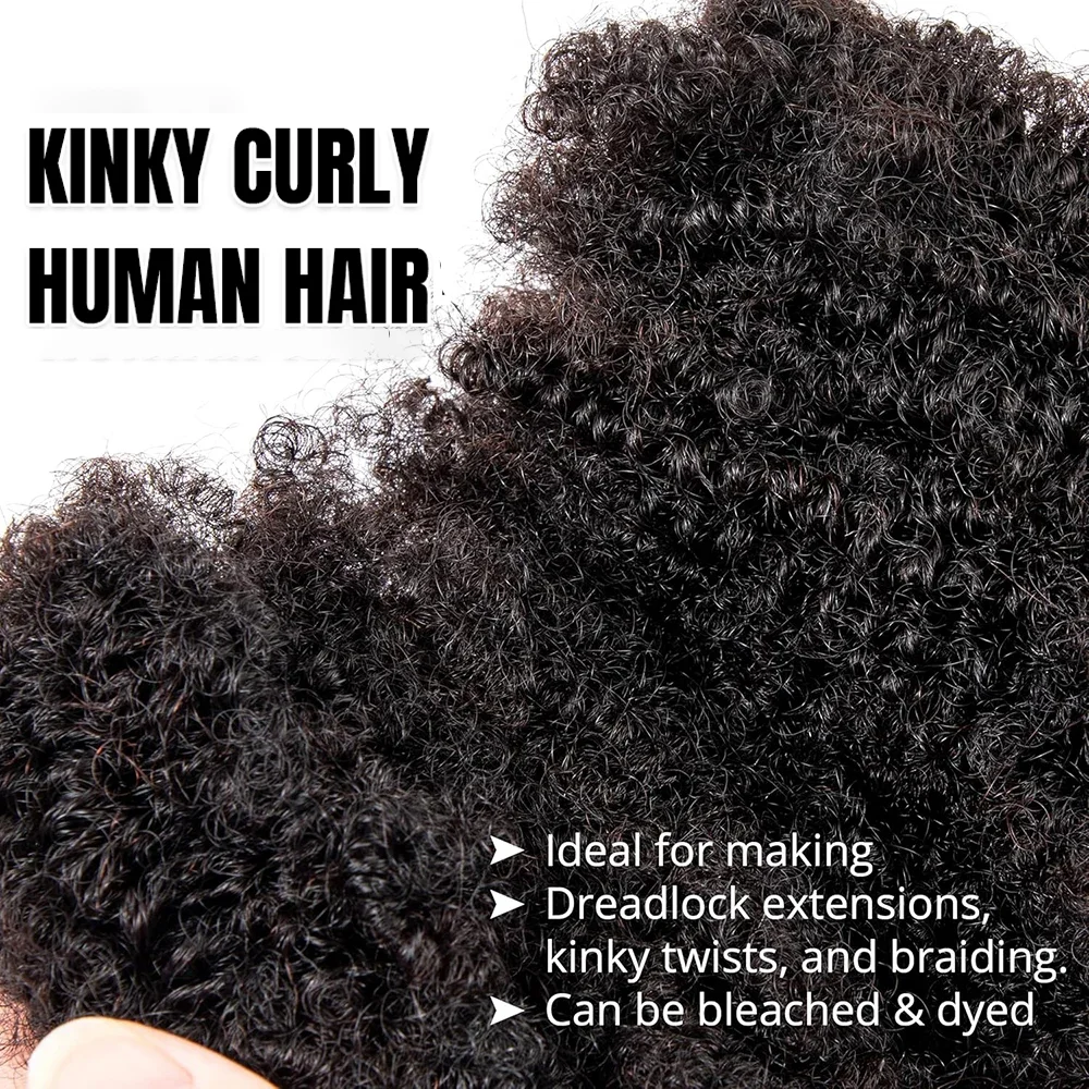 Afro Kinkys Bulk Human Hair for Dreadlock Extensions Loc Repair Braiding Twist Tight Afro Kinky Human Hair for Loc 1Packs 50/30g