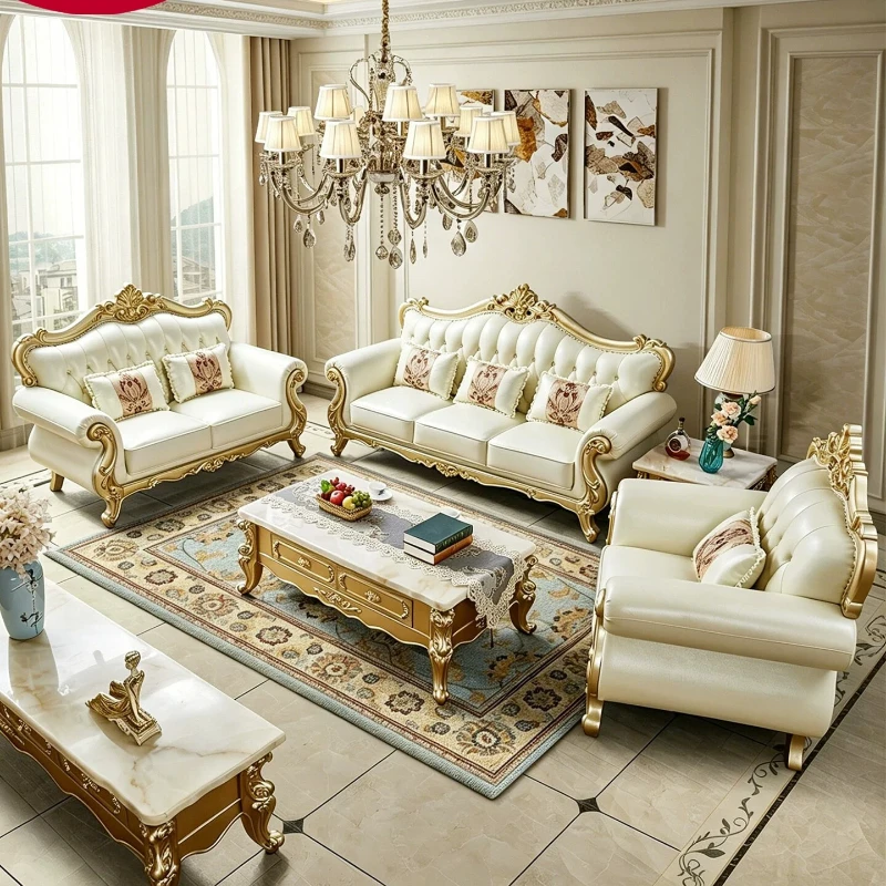 Z23-european style genuine leather living room 123 combination sofa first layer cowhide all solid wood