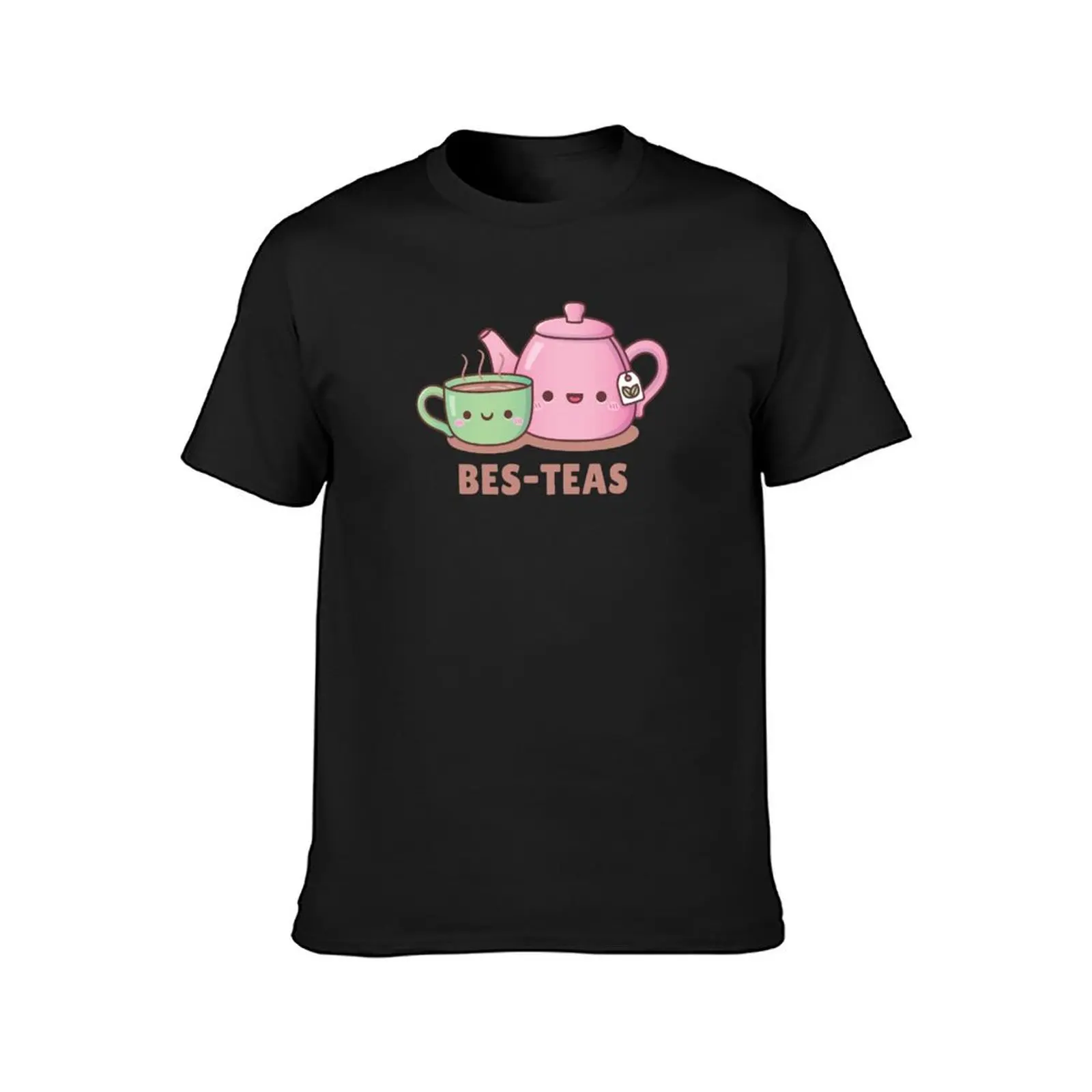 Cute Teacup and Teapot Bes Teas Besties T-Shirt vintage sports fans T-shirts for men cotton