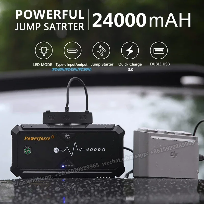 YYHC 24000 mAh 4000A 12 V Jump Starter Powerful Power Bank Portable Car power supp Car Booster 2000a 3000a 4000a