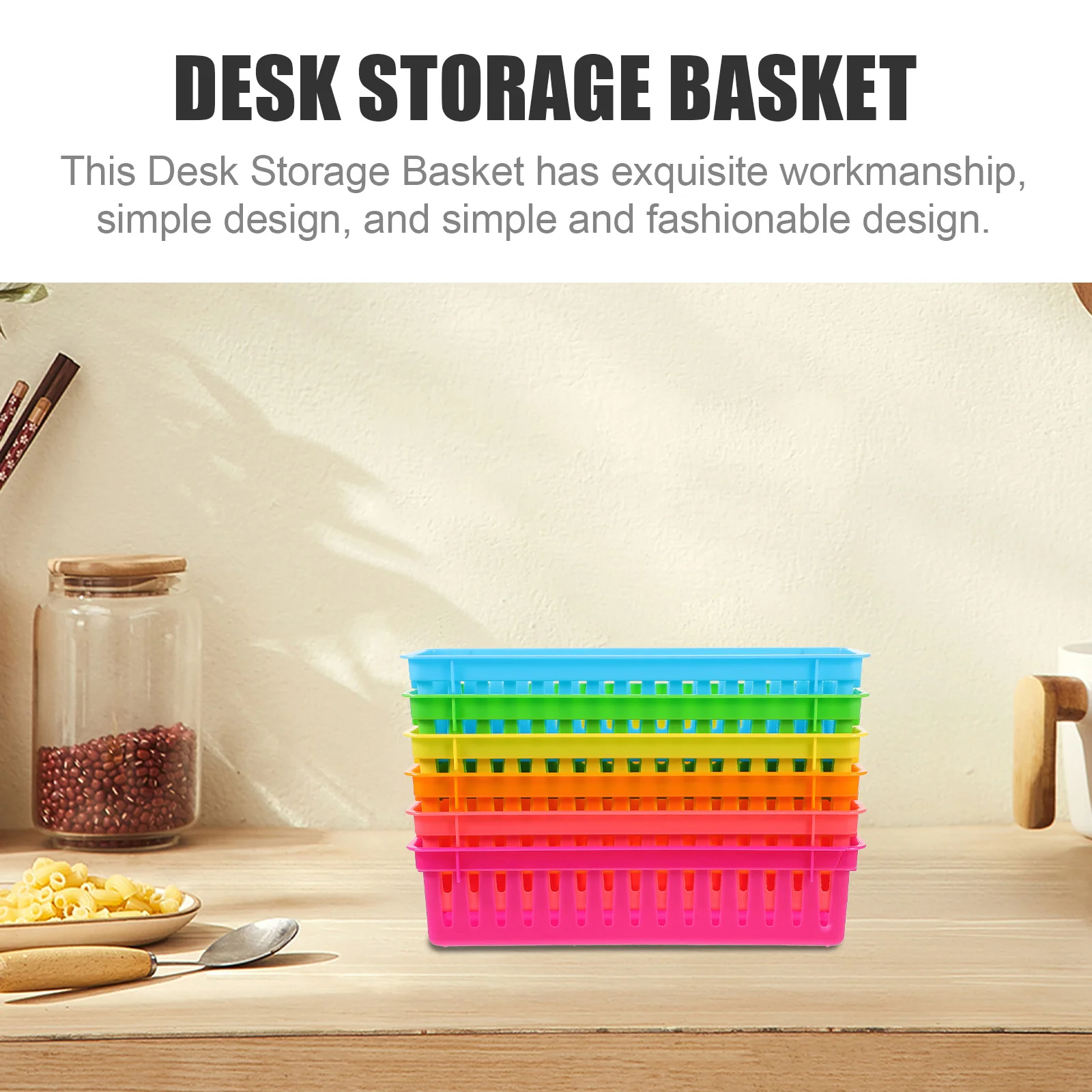 Imagem -06 - Plastic Desk Pencil Holder Colorido Papelaria Basket Classroom Suprimentos Armazenamento Desktop Pencil Organizer Bandeja para Crianças Pcs