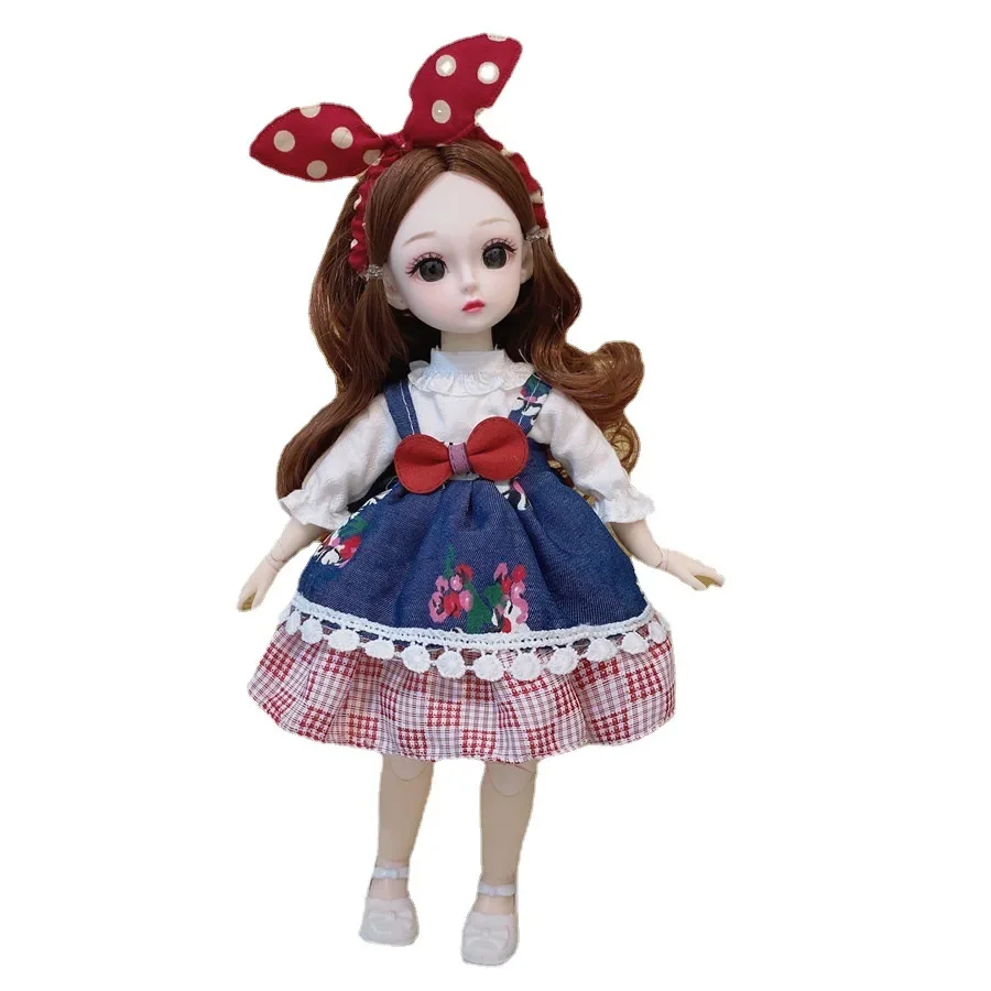 30cm BJD Dolls 1/6 4D Real Eyes Princess Dress 23 Joints Fashion Beautiful Children's Play House Toys Cute Girl