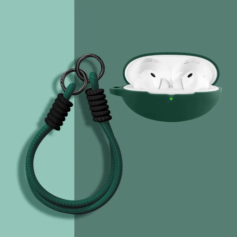 For HUAWE FreeBuds Neo Case Solid Color Silicone Earphone Protective Cover for Huawei FreeBudsNeo Cover Fundas With Landyard