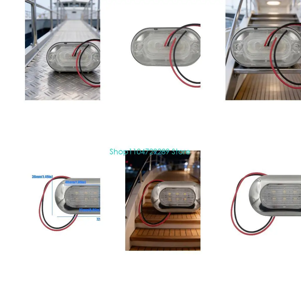 D8KE Marine Deck Corner Guide Light with Stainless Steel Housing, Pontoon Boat Stair Step Courtesy Lamp for Walkway Visibility