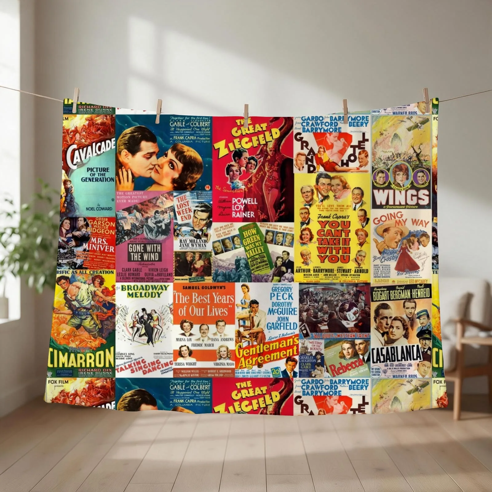 Classic movie posters from first 20 best picture winners Throw Blanket couch cozy soft plush fuzzy picnic outdoor blanket