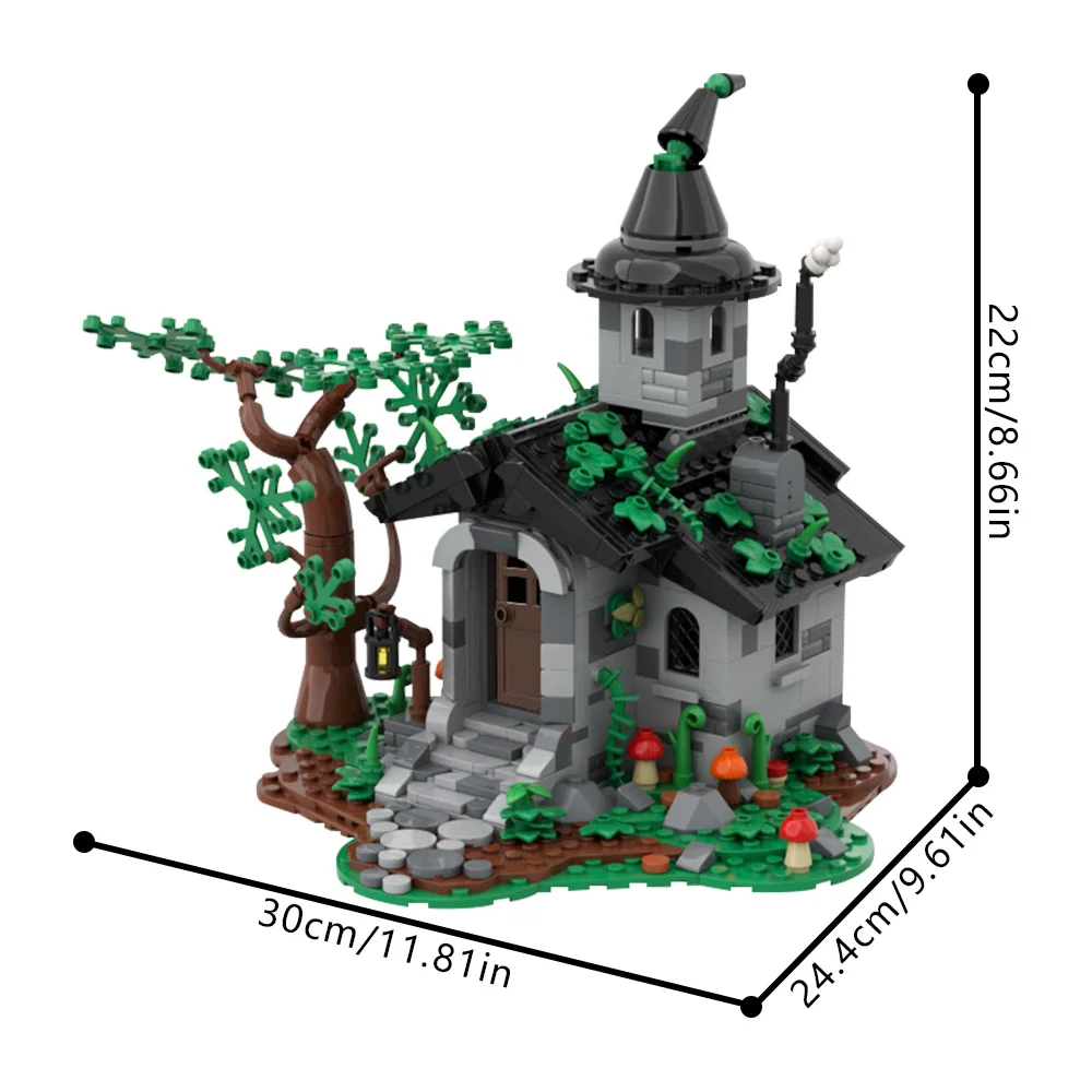 고브릭스 MOC 마녀의 집 블록 모델 모듈형 중세 마녀의 집 건축 블록 조립 장난감 어린이 DIY 선물