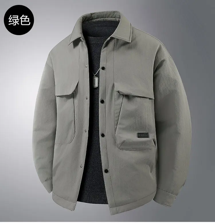 Lässige Herren Oversize Warme Einreihige Daunenjacke Winter Locker Sitzender Puffer-Mantel Winddichte Gepolsterte Oberbekleidung Parka – Detail 11