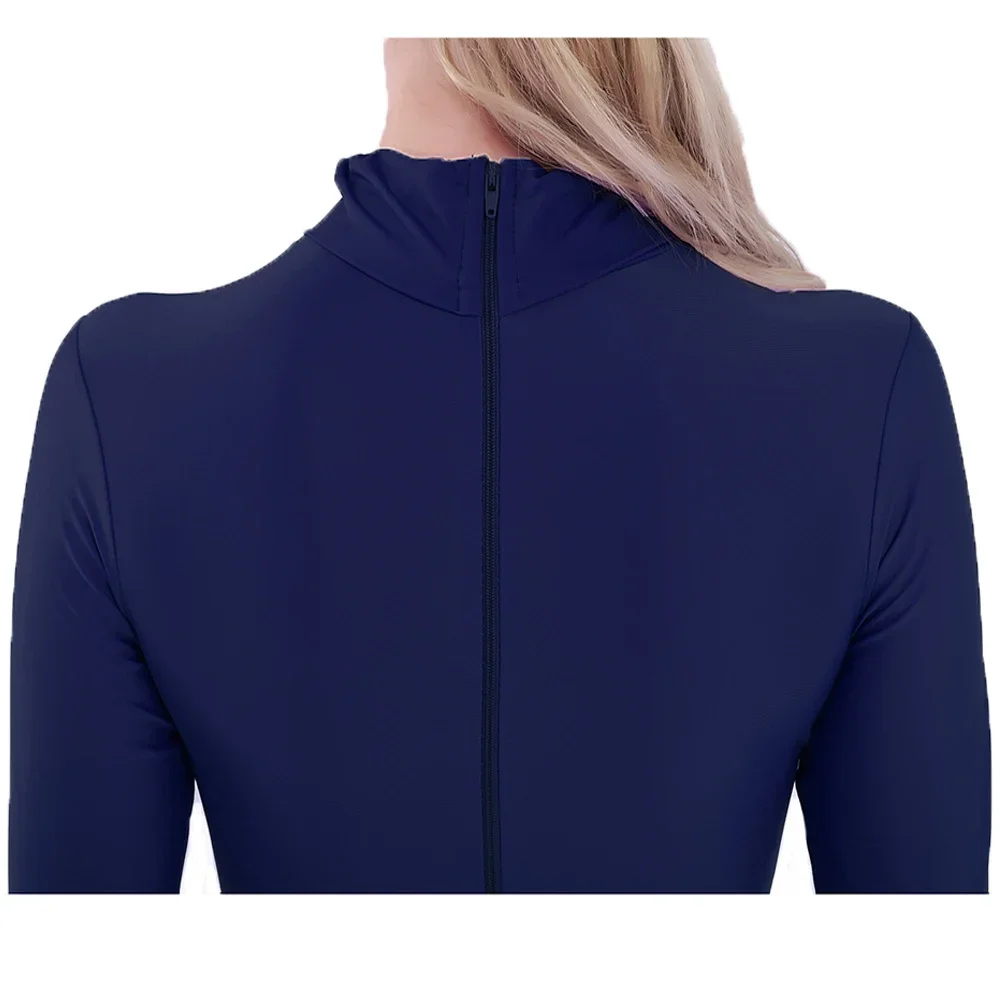 AOYLISE-leotardo de cuello alto para mujer, Ropa de baile de manga larga, mono de Ballet de licra, mono ajustado, traje de entrenamiento sin mangas, Yoga, gimnasio, escenario