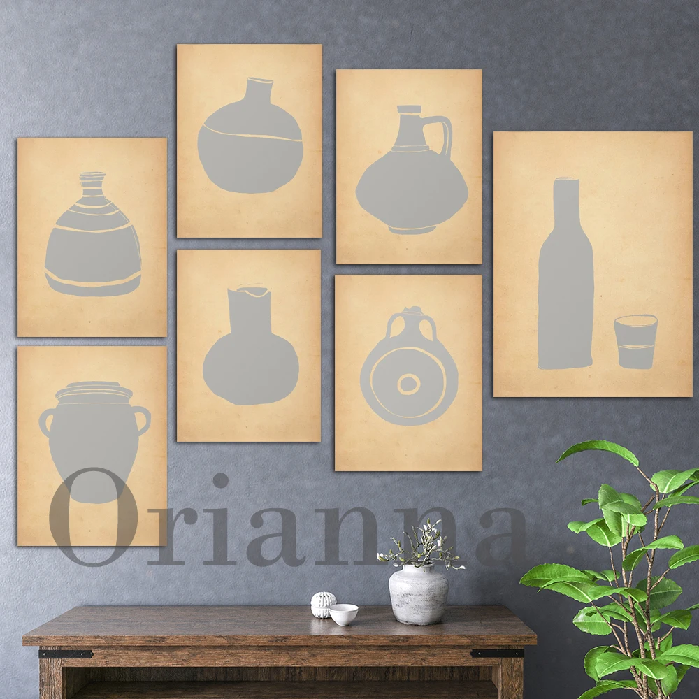 

Ancient Vase Pots Old Greek Pot Retro Nordic Wall Art Print Posters Modern Home Living Room Bedroom Corridor Decor Painting Gift