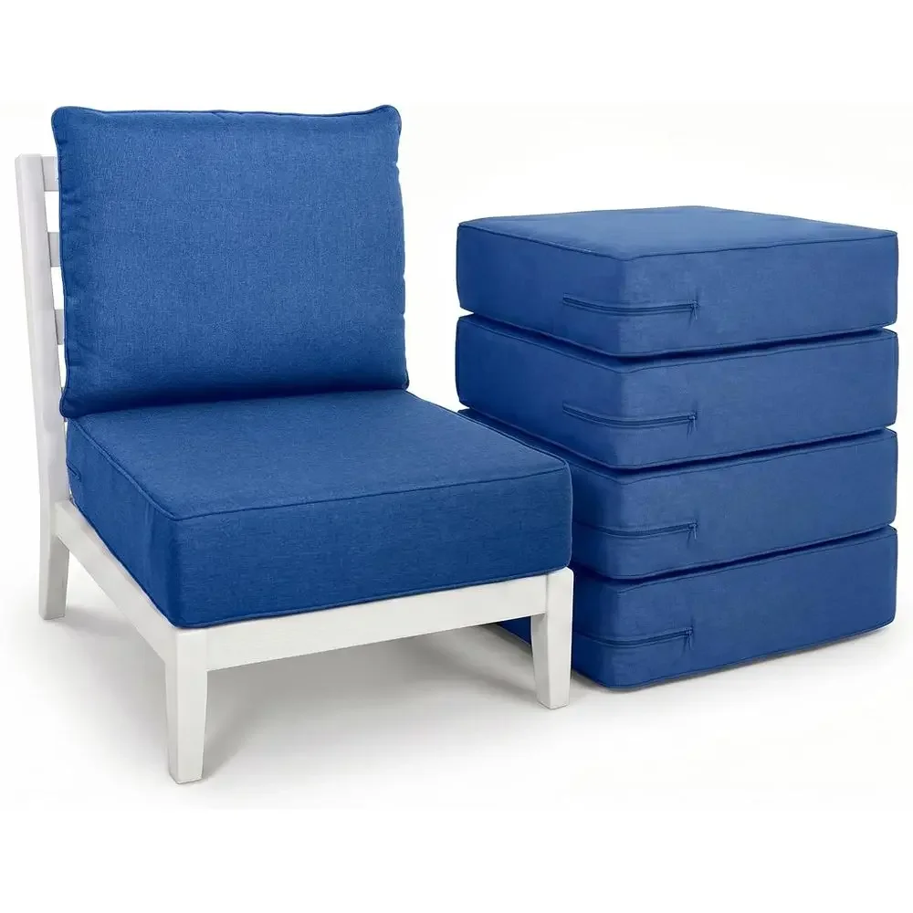 

6 Thick Outdoor Cushion Set, 5-Piece Patio Furniture Cushions with High-Density Foam, Water and Fade-Resistant Fabric, Removable