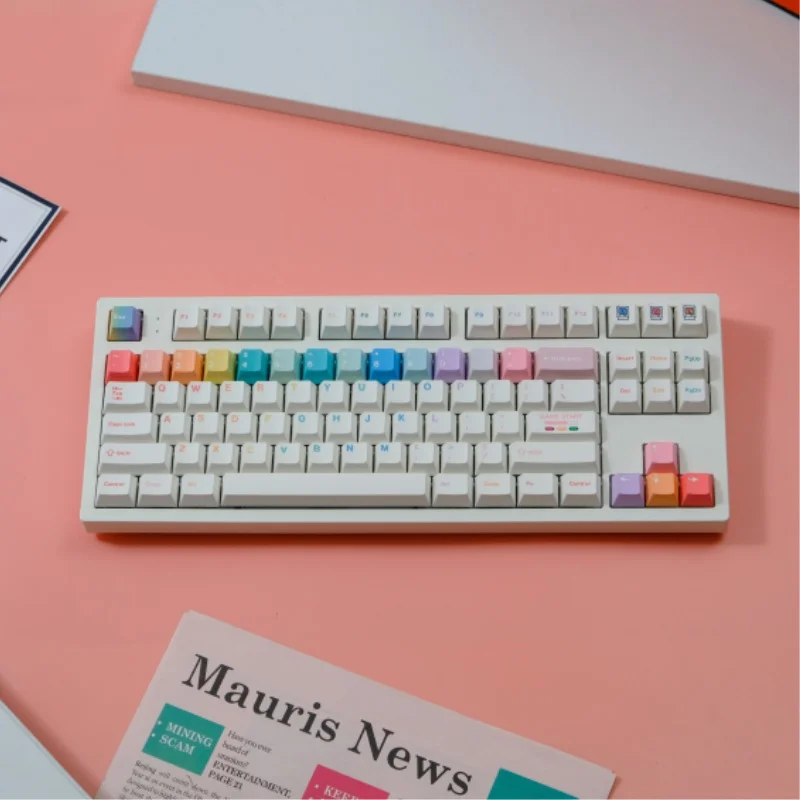

150-клавишные колпачки Macarons Cherry Profile PBT, сублимированные персонализированные колпачки для клавиш Cherry MX Switch, игровая механическая клавиатура