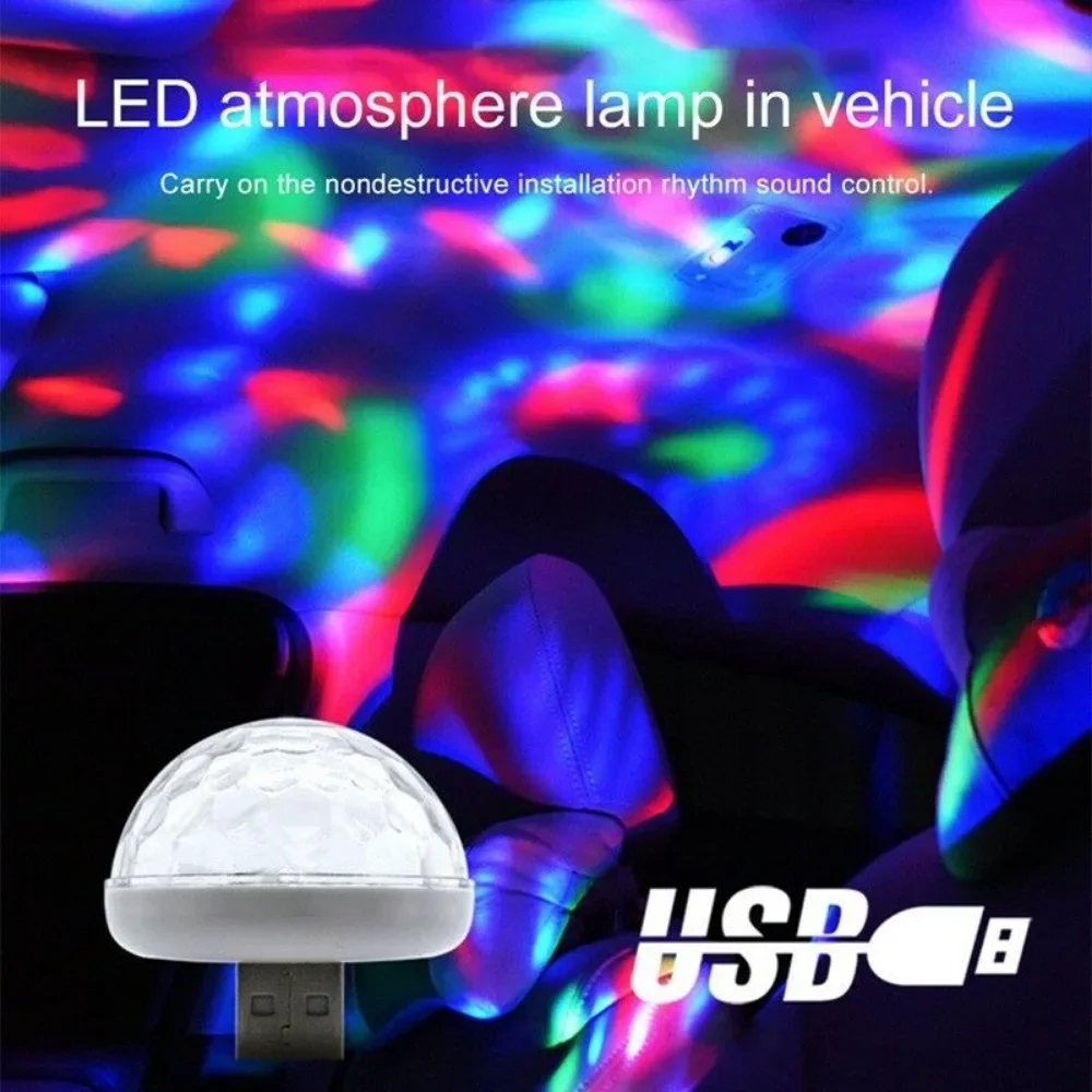 Car Mini USB LED Atmosphere Lights Modeling Interior Light Car Decoration Modified Ambient Lamp Magic Strobe Light Accessories