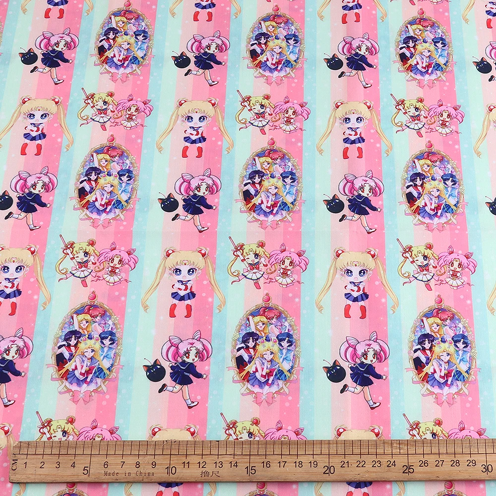 140cm di larghezza Sailor Moon periferiche Anime giapponesi tessuto in poliestere cucito fai da te Patchwork Quilting abbigliamento per bambini