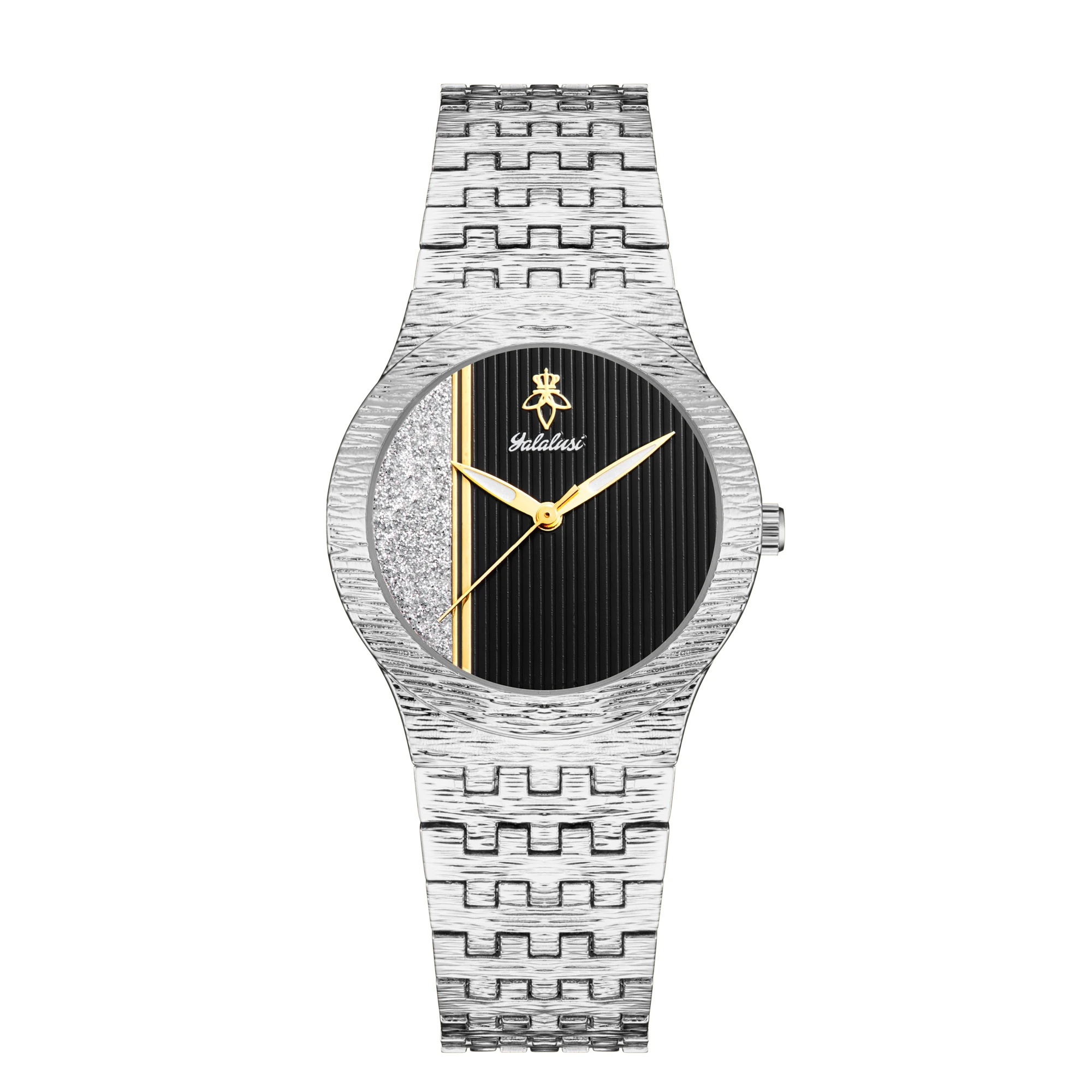 YaLaLuSi Modische Runde Glitzernde Mehrfarbige Quarzuhr mit Stahlarmband – Lässiger Unisex-Zeitmesser, Perfekt als Geschenk Reloj – Detail 12
