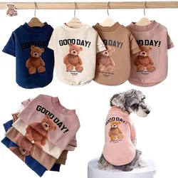 Cute Dogs Winter Clothes Chihuahua Jacket Bear Pattern Puppy Warm Pullover Sweatshirt Small Dog Cat Outerwears Pet Coats Costume