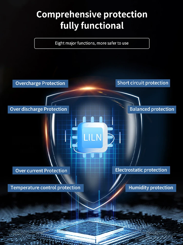 Lifepo4 4S 12V 8S 24V 10S 36V 16S 48V الأجهزة BMS NTC LILN BMS كابلات مجانية التوازن السلبي للعاكس EV
