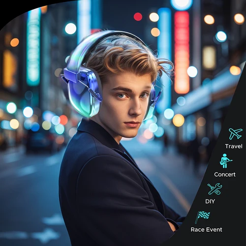 Imagen 2 del producto QearFun 34dB Orejeras con cancelación de ruido Auriculares para adultos Niños Autismo Protección auditiva ajustable para disparar