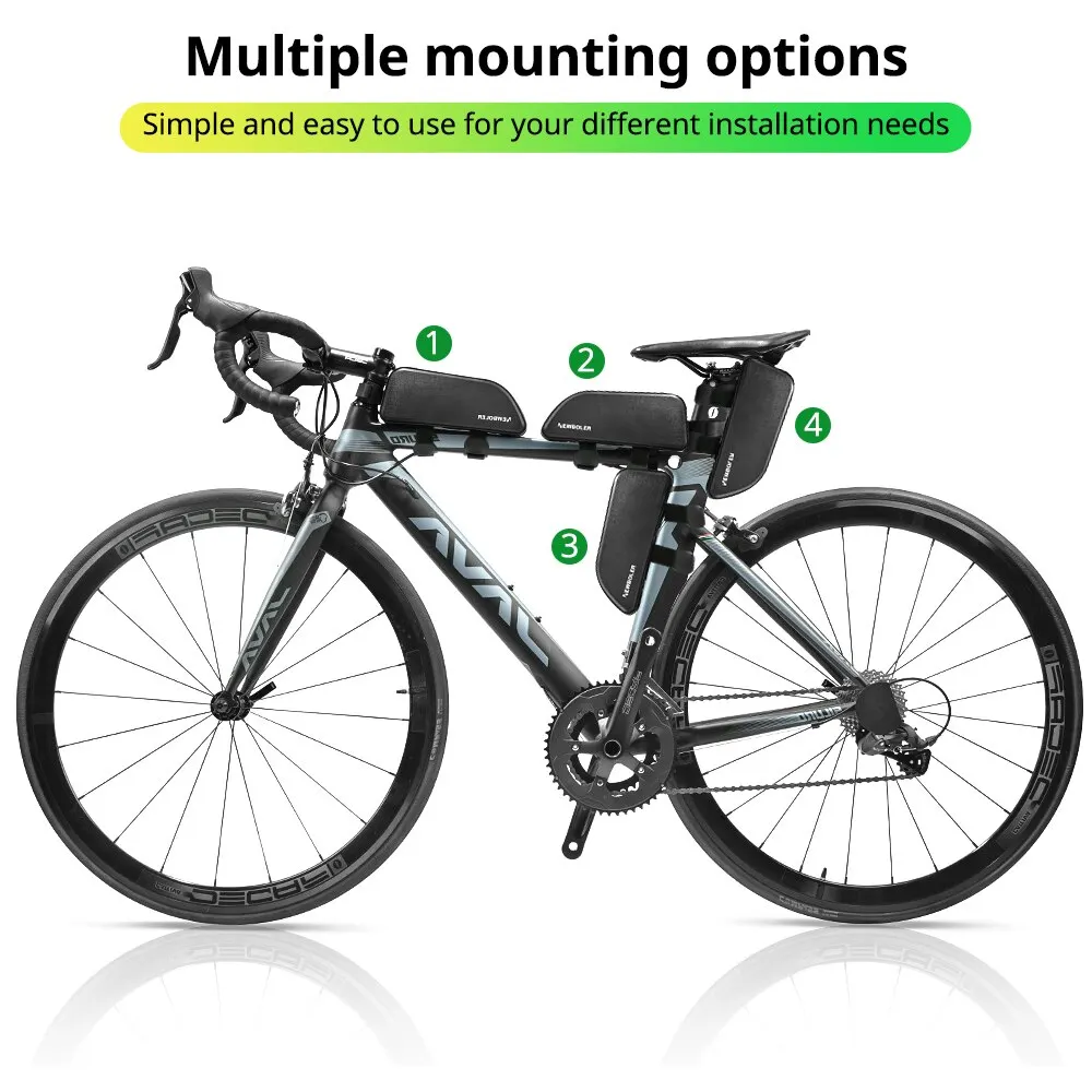 NEWBOLER Bicycle Bag Rainproof Cycling Top Front Tube Frame Bag Large Capacity MTB Road Bicycle Pannier Black Bike Accessories