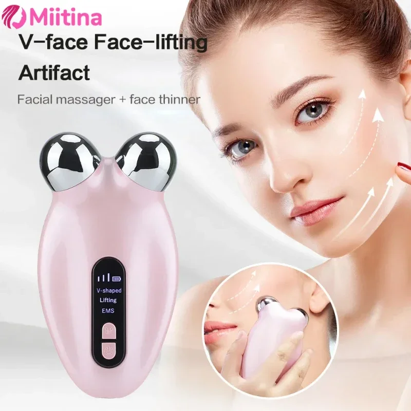 Electric beauty device for home use, facial apple muscle masseter vibration roller massage device, skin rejuvenation and lifting