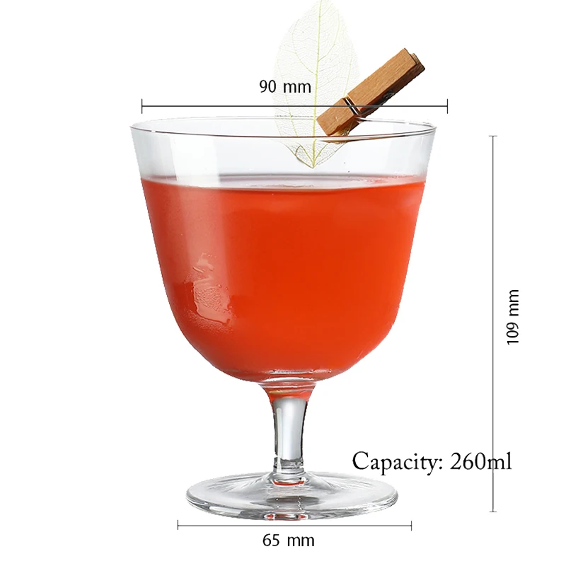 4PCS 260ml Lead Free Goblet Cocktail Glasses Wine Glass Martini Glass Set of 4