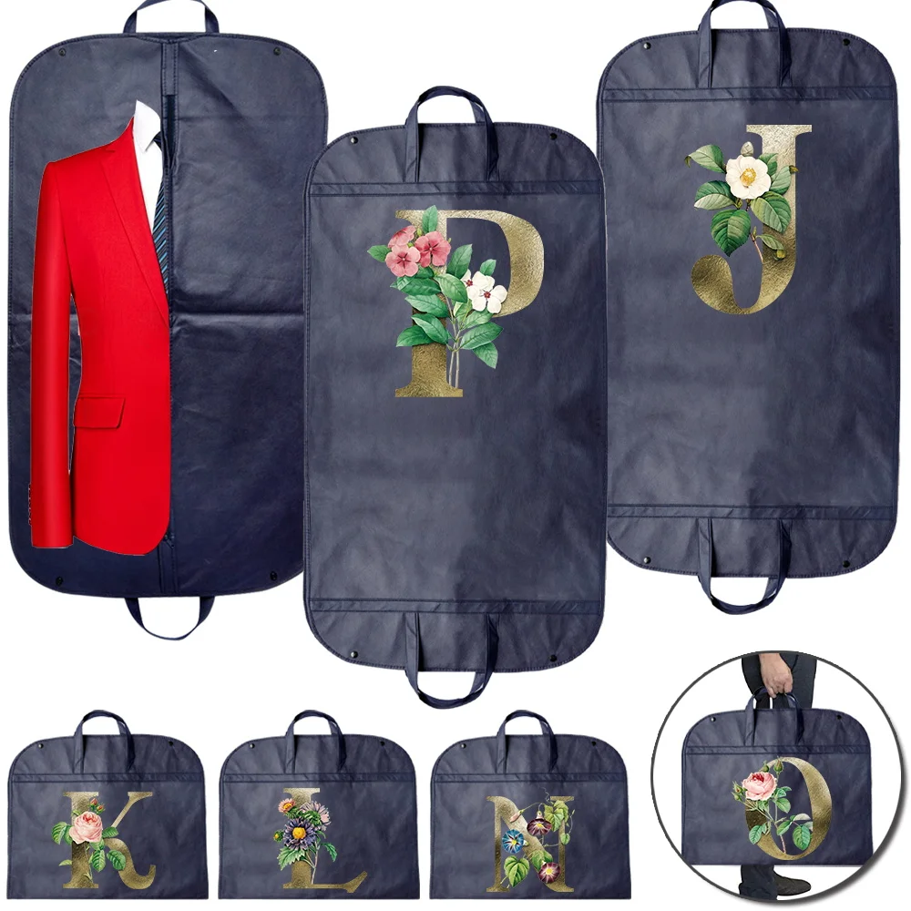 Clothes Dust-proof Cover Zipper Bag Garment Protector Fully Enclosed Cover Bag Golden Flower Letter Pattern Hanging Storage Bag