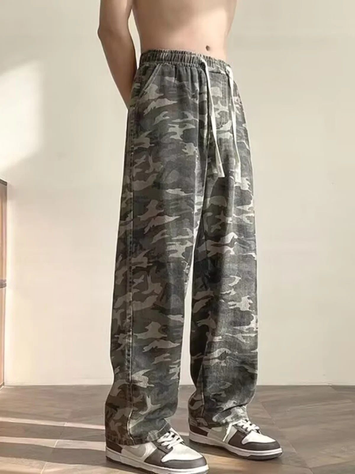 

Американские камуфляжные рабочие брюки в стиле ретро, мужские свободные прямые длинные брюки High Street, спортивные брюки fiti на открытом воздухе