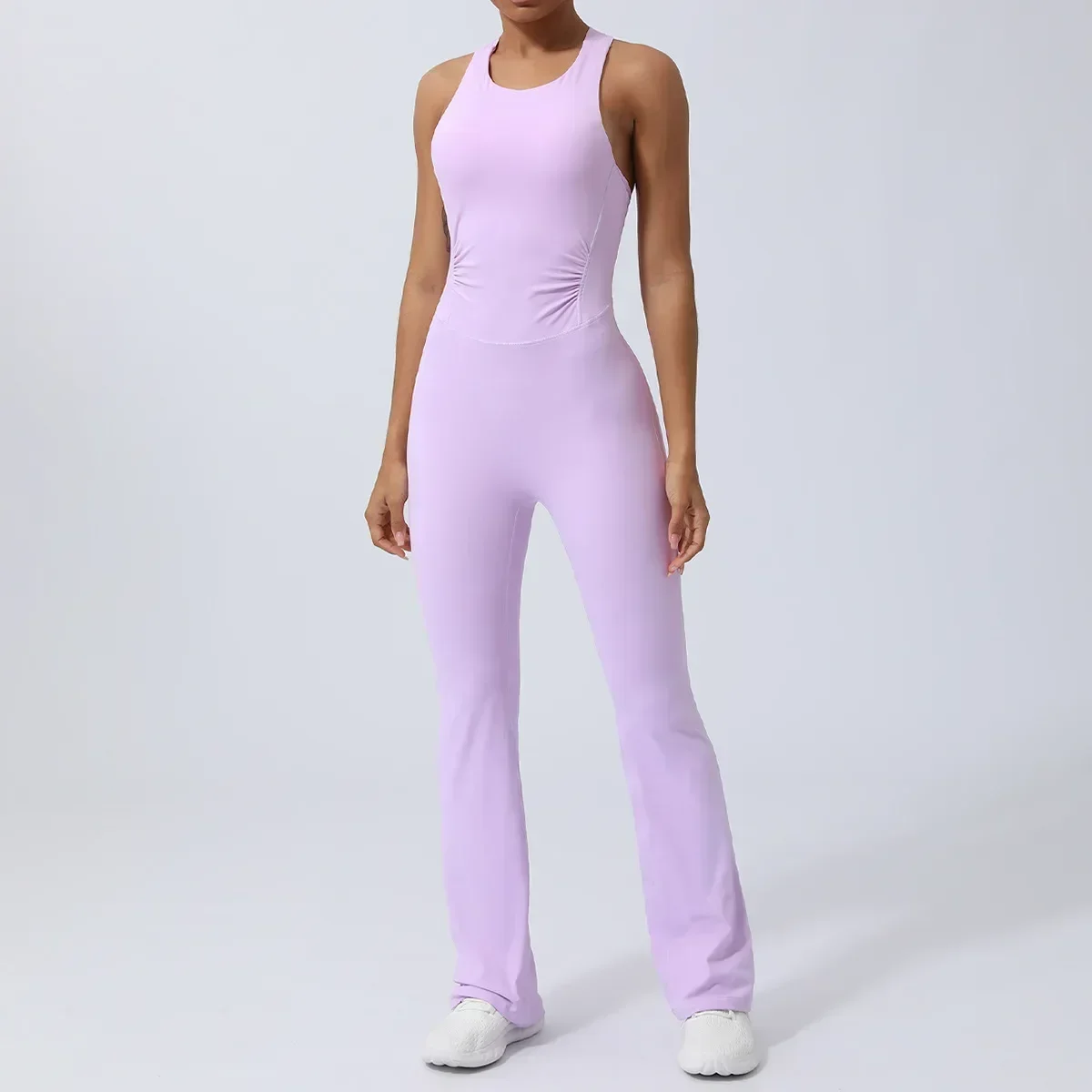 

Seamless Yoga Jumpsuits Sports Fitness Peach Hip-lifting Tight Flared Pants Backless One-piece Workout Gym Tracksuits for Women