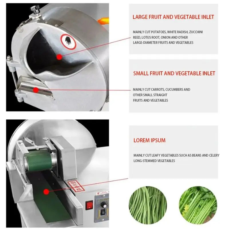 

Multifunction Carob Celery Segment Cutter Vegetable Shredding Slicing Dicing Machine