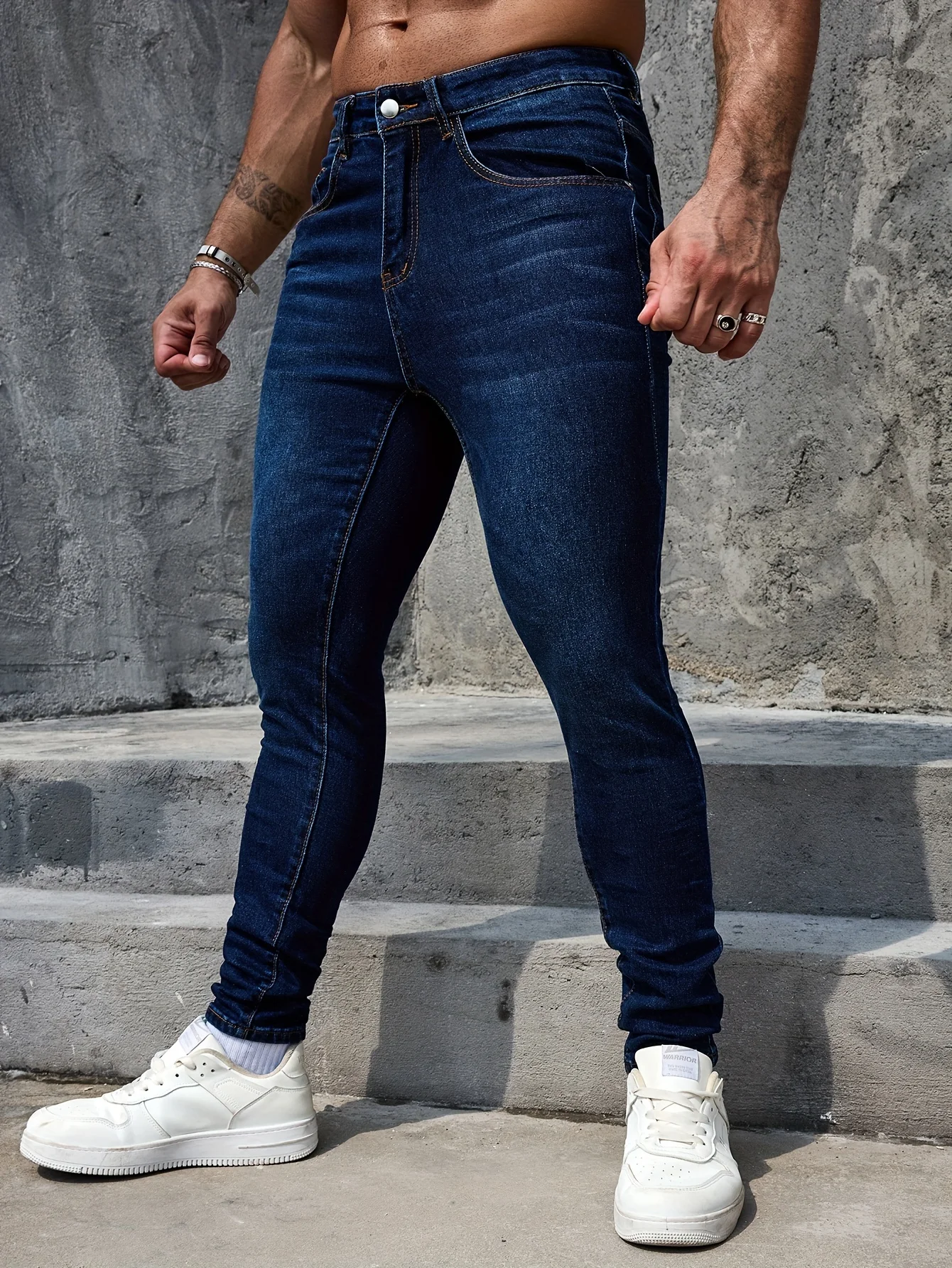 

Men Pants Jeans Clothing Denim Trousers Men's Premium Slim Fit Stretch Dark Wash Denim Jeans Casual Daily Wear Skinny Trousers f