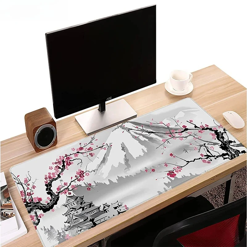 Mauspad XXL Tastaturunterlage Rutschfester Büroteppich Laptop-Mauspad Sakura Japanische Kirschblüten-Mausmatte Gaming XL Home Neu HD