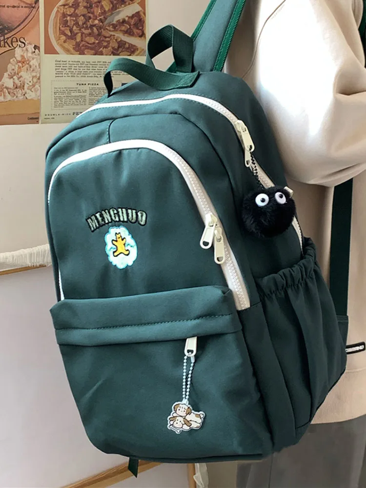 Women Backpack Kawaii Bear Embroidery Japanese Harajuku Laptop Travel Water Proof Aesthetic Y2k High Capacity School Bags Unisex